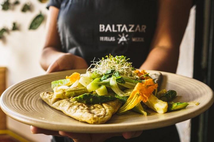 a plate of food with broccoli